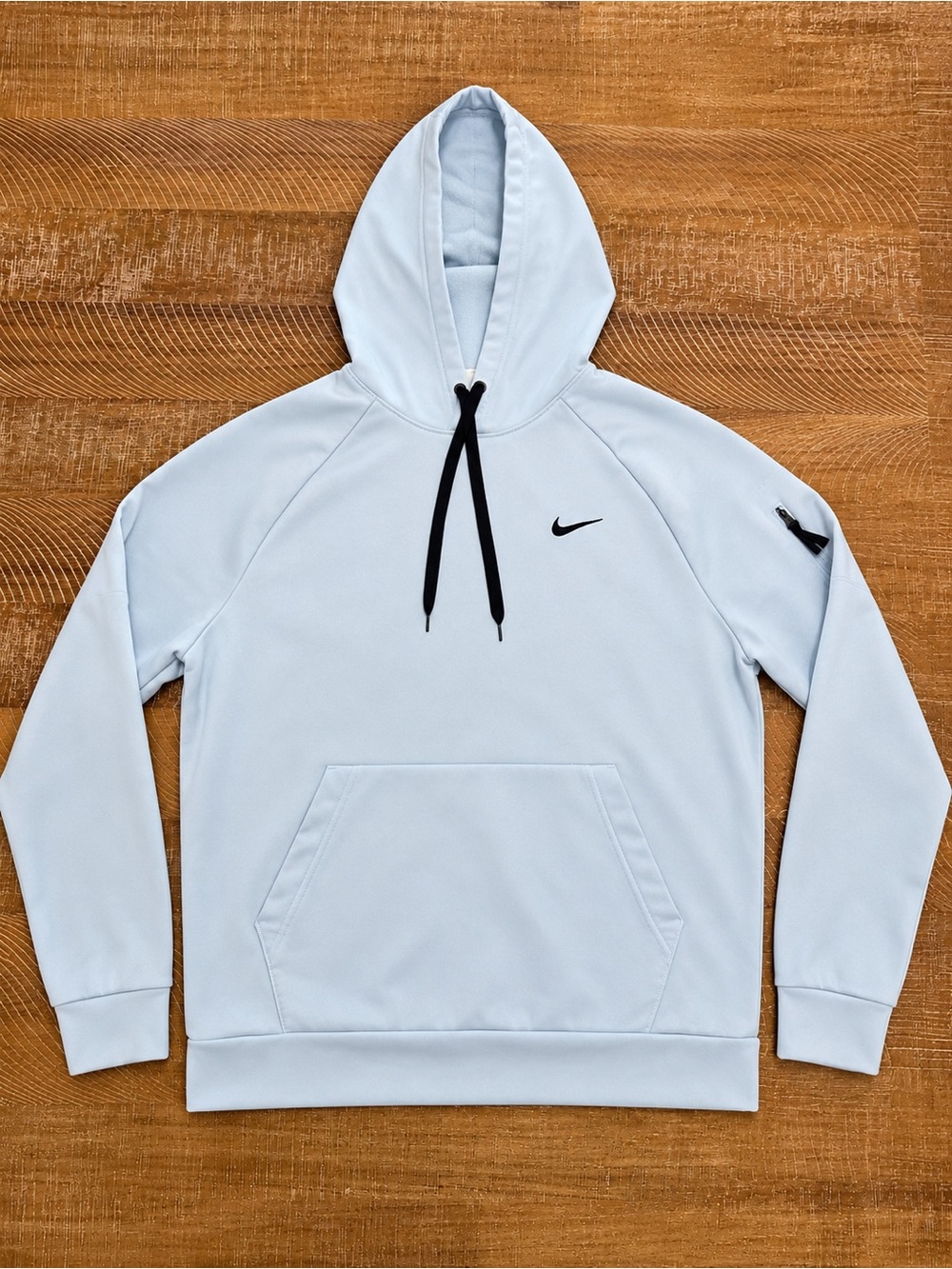 Nike Therma-FIT Hoodie Men’s Large Light Blue Pullover Swoosh Sleeve Zip Pocket